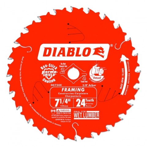 7.25 in. x 24 Tooth Diablo Framing Saw Blade ** CALL STORE FOR AVAILABILITY AND TO PLACE ORDER ** 7.25 in. x 24 Tooth Diablo Framing Saw Blade ** CALL STORE FOR AVAILABILITY AND TO PLACE ORDER **